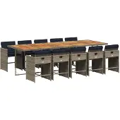vidaXL 11-delige tuinset met kussens, grijs polyrotan