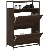 vidaXL Schoenenkast 75x34x112 cm bewerkt hout bruin eikenkleur