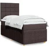 vidaXL Boxspring met matras stof donkerbruin 80x200 cm