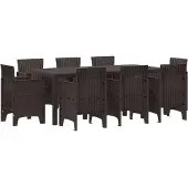 vidaXL Tuin Eettafel Set 9 st Bruin Polypropyleen