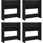 vidaXL Wandschoenenkasten 4 st 60x18x60 cm bewerkt hout zwart