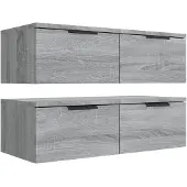vidaXL Wandkasten 2 st 68x30x20 cm bewerkt hout grijs sonoma eiken