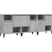 vidaXL Dressoirs 3 st 60x35x70 cm bewerkt hout betongrijs