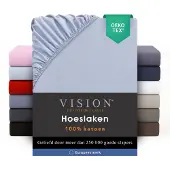 Vision Home VISION Hoeslaken - 100% katoen - 180x200 cm met ruime hoek van 30cm - Geschikt voor boxspring matras - Lichtgrijs - Oekotex gecertificeerd