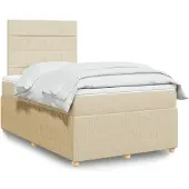 vidaXL Boxspring met matras stof crèmekleurig 120x200 cm