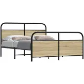 vidaXL Bedframe zonder matras metaal sonoma eikenkleurig 150x200 cm
