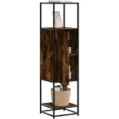 vidaXL Hoge kast 35,5x35x139 cm bewerkt hout en metaal gerookt eiken