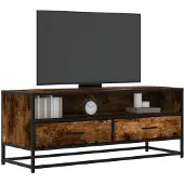 vidaXL Tv-meubel 100x34,5x40 cm bewerkt hout metaal gerookt eikenkleur