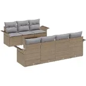 vidaXL Tuinbank Set 8 st 7-Aantal zitplaatsen Beige en Grijs