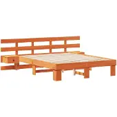 vidaXL Bedframe met hoofdeinde Bruin 140 x 200 cm Massief grenenhout