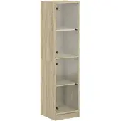 vidaXL Hoge kast met glazen deuren 35x37x142 cm sonoma eikenkleurig