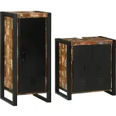 vidaXL Badkamermeubel Set 2 st Multikleur Massief hergebruikt hout