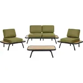 Beliani MINOZZO - Loungeset 4-zits - Olijfgroen - Gecertificeerd acaciahout