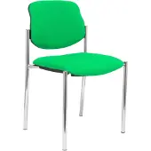 Piqueras Y Crespo Stoel met vast frame, Villalgordo model, groene kleur, verchroomd