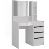 Vicco Kaptafel Sherry Wit/Wit Hoogglans 89.8 cm met spiegel, Model 57702