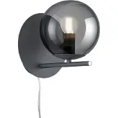 TRIO PURE - Wand lamp - Antraciet - excl. 1x E14 28W - Rookkleurige glas