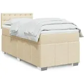 vidaXL Boxspring met matras stof crèmekleurig 90x200 cm