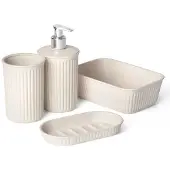 TATAY Baobab Bathroom Organizer Set 4 Units Beige
