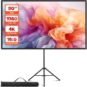 Vevor Projectiescherm met Statief - 80 inch HD 4K - 16:9 Projectorscherm - Beamer Scherm met Draagtas - voor Thuisbioscoop / Vergaderruimte