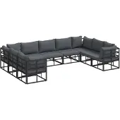 vidaXL Tuinbank Set 9 st Zwart Aluminium