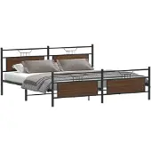 vidaXL Bedframe zonder matras metaal bruin eikenkleur 193x201 cm