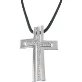 Behave - Ketting met kruis zwart zilverkleurig - Urban streetstijl