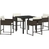 vidaXL Tuin Eettafel Set 5 st Bruin poly rattan