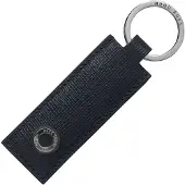 BOSS Sleutelhanger van blauw gestructureerd leer met hardware met logogravure