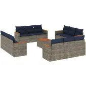 vidaXL 13-delige loungeset voor de tuin met kussens, grijs, kunststof riet