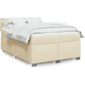 vidaXL Boxspring met matras stof crèmekleurig 140x190 cm