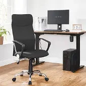 Songmics Ergonomische draaistoel met gewatteerde zitting, belastbaar tot 120 kg, zwart
