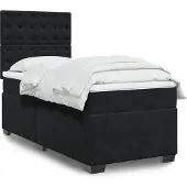 vidaXL Boxspring met matras fluweel zwart 90x200 cm