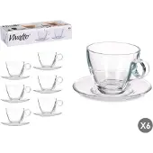 Vivalto Koffiemok met Schoteltje - Set van 6 - Glas - 170ml