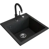 Bergström Gootsteen – 49 x 50 cm met zwarte fitting Zwart