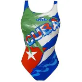 Turbo Cuba Palmera Swimsuit Groen,Blauw M Vrouw