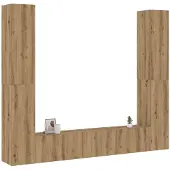 vidaXL Tv-wandkasten 6 st bewerkt hout artisanaal eikenkleurig