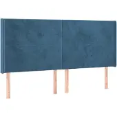 vidaXL Hoofdbord met randen 183x16x118/128 cm fluweel donkerblauw