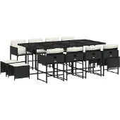 vidaXL 13-delige Tuinset met kussens poly rattan zwart