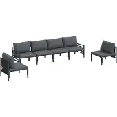 vidaXL Tuinbank Set 6 st Zwart Staal