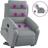 vidaXL Sta-op-massagestoel elektrisch verstelbaar stof lichtgrijs-VXL-3205016