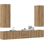 vidaXL Tv-wandkasten 5 st bewerkt hout artisanaal eikenkleurig