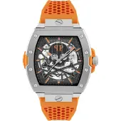 Philipp Plein Analoog horloge 'The Skeleton' grijs / oranje
