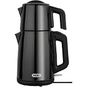 Mulex | MX052 Tea express | elektrische Turkse theepot | Zwart Rvs | - 2.0L + 1.2L | Led-indicator | 360° basis | 1650 W