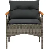 vidaXL 4-delige Loungeset met kussens poly rattan grijs