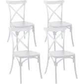 Oviala - Set van 4 witte kunststof terrasstoelen - Dublin