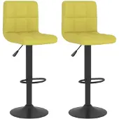 vidaXL Barkruk, 2 stuks, groen, met stoffen bekleding