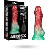 Lovetoy - Dual Density Siliconen - Opblaasbare Dildo - Rood/Groen 21 cm