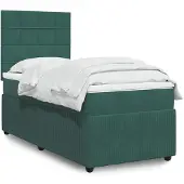 vidaXL Boxspring met matras fluweel donkergroen 100x200 cm