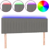 vidaXL Hoofdbord LED 144x5x78/88 cm stof donkergrijs