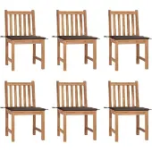 vidaXL Tuinstoelen, 6 stuks met kussens, massief teakhout